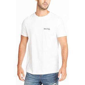 Nautica Heren T-shirt met korte mouwen en ronde hals, Helder Wit Stevig, S
