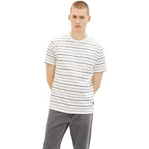 TOM TAILOR Denim Uomini T-shirt 1035594, 31373 - White Broken Yd Stripe, M