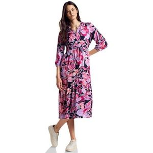 Jurk - Kuitlengte - Kraag en V-hals - 3/4 Mouwen - Zachte Viscose