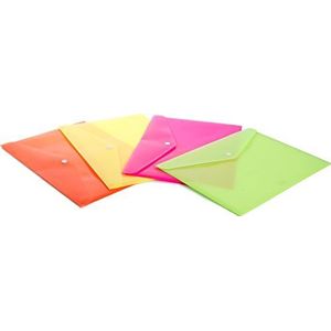 Fellowes 0060101 Enveloppen met knoop A5 Shocking File, Pack van 4 stuks, verschillende fluorescerende kleuren