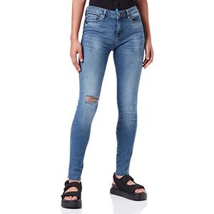 Moschino Dames Skinny Broek in Superstretch Blue Denim met Back Tag-Jeans, Blue Denim, 32 NL
