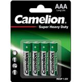 Camelion 10000403 - Super Heavy Duty batterijen AAA / R03, 4 stuks, capaciteit 550 mAh, economische stroom voor elektronische dagelijkse apparaten voor het garanderen van een optimale