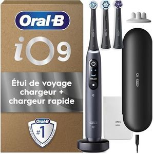 Oral-B iO9 Elektrische tandenborstel, zwart, 3 borstels, 1 reisetui, oplader, 1 tas, 1 borstelhouder