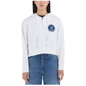 Replay Korte capuchontrui voor dames, 001, wit, L