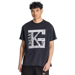 Gianni Kavanagh Heren zwart overlap oversized T-shirt, S, Zwart, S