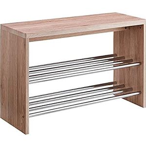 HAKU Möbel Schoenenbank chroom, eiken San Remo, MDF, metaal - Maat: B 81 cm x H 55 cm x D 30 cm, Stijl: Modern