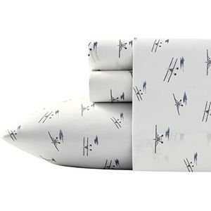 Eddie Bauer Home Lakens Katoen Percale Beddengoed Set, Crisp & Cool, Stijlvolle Woondecoratie, Twin, Sea Planes Blauw/Ivoor