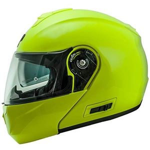 NOS Helmets NOS NS-8 Dynamic Fluor Yellow, motorhelm voor het openen van HRPolymeer. Goedgekeurd volgens ECE22-05, uniseks volwassenen, medium