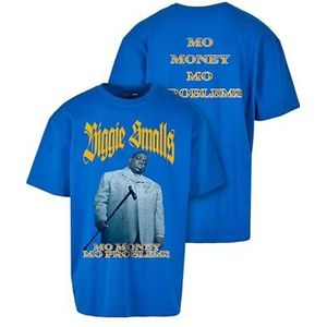 Mister Tee Heren T-shirt Biggie More Money More Problems Oversized Tee Print T-shirt voor mannen, grafisch T-shirt, streetwear, cobalt blue, XXL