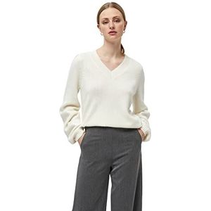 Minus Dames Flora V-hals Pullover Sweater, Broken White, XXL