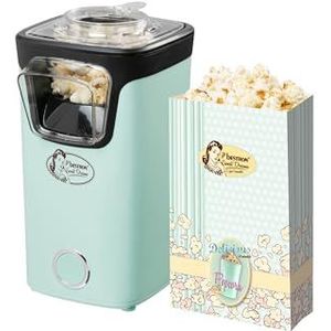 Bestron Popcornmachine turbo-popcorn in minder dan 2 minuten, popcornmachine met heteluchttechniek, incl. 10 popcornzakjes en geïntegreerde maatbeker, Sweet Dreams collectie, kleur: groen