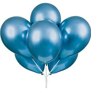 Unique Party 56788 Platinum Latex Ballons, Blauw, Pack van 6