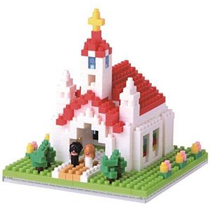nanoblock NBH-087 - Kerk/Kerk, minibouwsteen 3D-puzzel, Sights to See, 440 delen, moeilijkheidsniveau 3, zwaar, medium