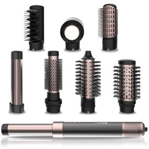 Cecotec Multifunctionele Luchtföhnborstel Stijltang Styler 8 Opzetstukken CeramicCare AirGlam Black. 1400W, Coanda-technologie, 3 Snelheden, 3 Temperaturen, Intelligente Warmtecontrole, 110000 tpm.
