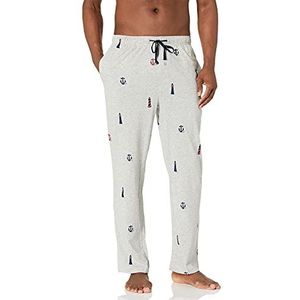 Nautica Herenpyjamabroek, zacht geweven stof van 100% katoen, met elastische tailleband, Grijze Hei, M