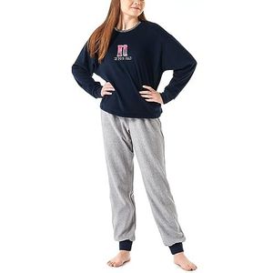 Schiesser Meisje pyjama met leggings pluche zacht en warm Gr. 140 tot 176 Pyjamaset, donkerblauw, donkerblauw, 140 cm