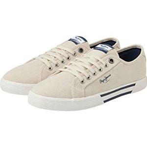 Pepe Jeans Brady Basic Linnen Sneaker voor heren, Ecru, 43 EU