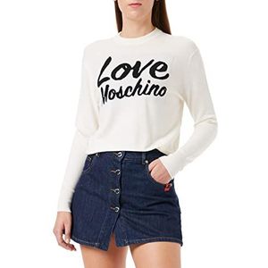 Love Moschino Dames Rok Wiith Button Placket en Rubber Label Casual Shorts, Denim Blauw, 48 NL