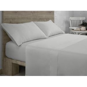 Juego de sábanas de algodón orgánico kleur parel.Acabado en vainica. Cama de 200 cm. 4 stuks