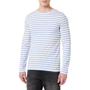 Armor Lux Plozevet matrozenhemd met lange mouwen van licht katoen erfgoed voor heren, Milk/Flax Blue, M