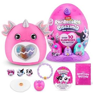 Rainbocorns Eggzania Mini Mania Axolotl pluche verrassing unboxing met dierlijk zacht speelgoed, idee voor meisjes met denkbeeldig spel van ZURU