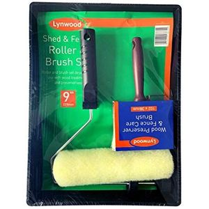 Lynwood 3-delige schuurhek houtverfroller set | met lade en borstel | voor houtconserveringsmiddelen en behandelingen | 9 inch