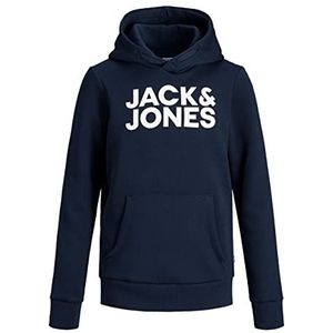 JACK & JONES Hoodie Logo Sweater Basic Sweatshirt met Kangoeroezak JJECORP, Colour:Navy, Größe Kinder:164