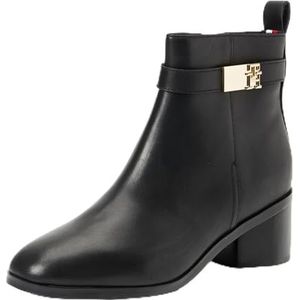 Tommy Hilfiger Vrouwen TH Logo MID Heel Bootie (FW0FW08179) lage laarzen, zwart (zwart), 6.5 UK, Zwart, 40 EU