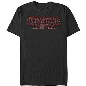 Netflix Unisex Things-Stranger Neon Logo Organic Short Sleeve T-Shirt, Zwart, XL, zwart, XL