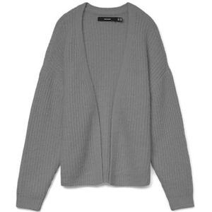 Vero Moda - Rib Ls V-hals Open Cardigan - Grijs - Gebreide Jas