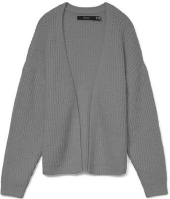 Vero Moda - Rib Ls V-hals Open Cardigan - Grijs - Gebreide Jas