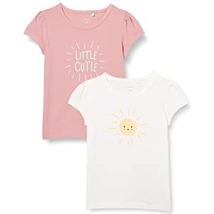NAME IT Baby Girls NBFJESSIKA 2P SS TOP Box T-shirt, White Alyssum, 56