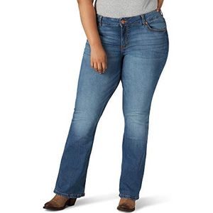 Wrangler Dames Plus Retro Mae Mid Rise Stretch Bootcut Jeans, blauw, 24W x 32L