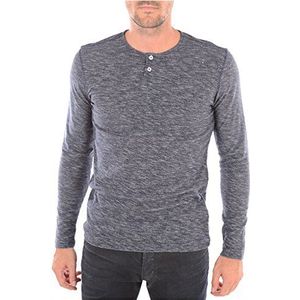 JACK & JONES Heren Jcomason Tee Ls Split Neck Shirt met lange mouwen, Blauw (Navy Blazer Fit: slim melange), L