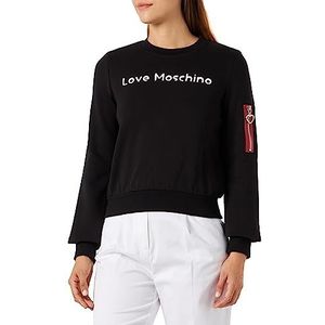 Love Moschino Dames Regular Fit Roundneck Long-Sleeved Sweatshirt, Zwart, 42, zwart, 42