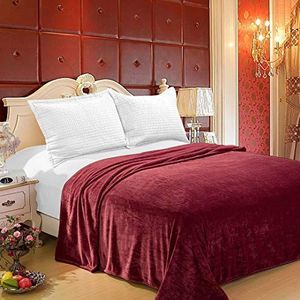 Home Must Haves Ultra zachte pluche warme gezellige lichtgewicht fleece microvezel volledige grootte bed gooien deken, bordeaux, (flanel)