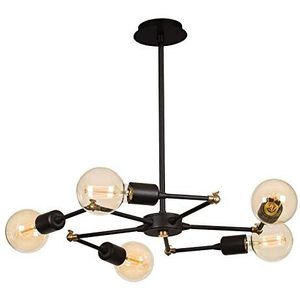 Homemania S619BLACK Kroonluchter Labirint, hanglamp, plafondlamp, metaal, zwart, 50 x 50 x 43 cm, 5 x E27, Max 60 W