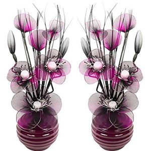 Flourish Decoratieve kunstbloemen, glas, paars en zwart, 32 cm