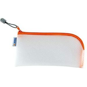 HERMA 20006 reisetui, transparant (23 x 11 cm), klein afsluitbaar zichtvak met rits voor mobiele telefoon, oplaadkabel, cosmetica, pennen, sleutels, toilettas in oranje