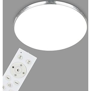 BRILONER - LED badkamer plafondlamp glitter effect, RGB badkamerlamp, IP44 LED badkamerlamp, kleurtemperatuur instelbaar, chroom, 455x75 mm (DxH).