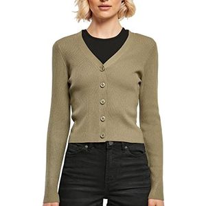 Urban Classics Dames Dames Korte Rib Knit Cardigan Sweater, kaki, M