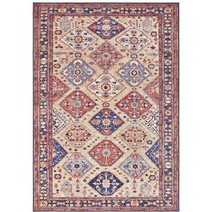 Afghan Kelim Oosters tapijt - laagpolig vintage look Oosters ornamentpatroon klassiek oosters tapijt voor woonkamer, eetkamer, hal of slaapkamer, Oosterse rood, 80 x 150 cm