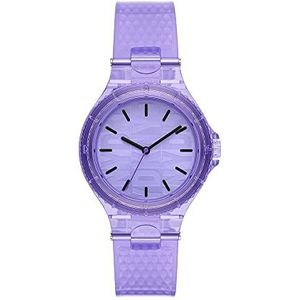 DKNY Chambers Horloge voor dames, Quartz chronograaf uurwerk met horlogeband van roestvrij staal, leer of silicone, Paars, 36MM