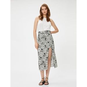 Koton Dames tijgerprint Draped Slitted Midi Rok, ecru design (0d1), 34