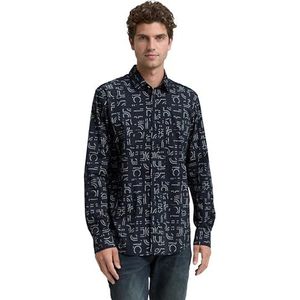 TOM TAILOR - Overhemd - Marine - Regular Fit - Lange Mouw