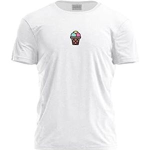 Bona Basics, Digitaal bedrukt basic T-shirt voor heren,% 100 katoen, wit, casual, herenbovenstuk, maat: S, wit, S