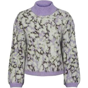 Bestseller A/S Pcjoella Ls High Neck Knit Bc Pullover voor dames, Mole/Patroon: liberty+violettulip+cdan+paga, M