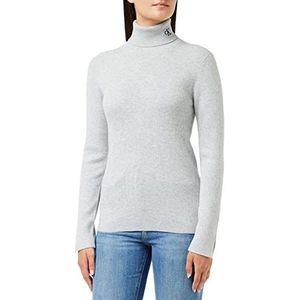 Calvin Klein Jeans Ck strakke trui met rolkraag voor dames, lichtgrijs Hei, S