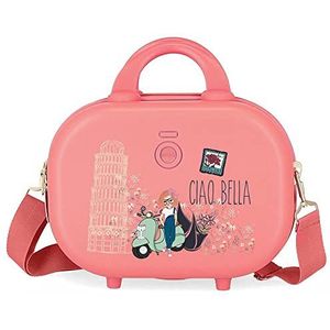 Enso Ciao Bella Make-uptas, aanpasbaar, met schoudertas, roze, 29 x 21 x 15 cm, stijf, ABS, 9,14 l, 0,8 kg, Roze, Eén maat, Verstelbare toilettas met schoudertas