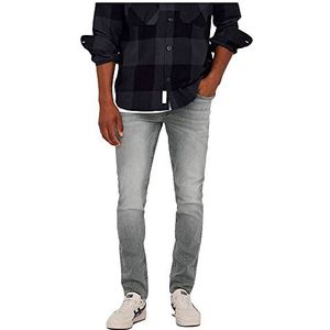 ONLY & SONS ONSLOOM Slim Fit Jeans voor mannen, lage taille, slim fit jeans, Grey denim, 33W / 32L